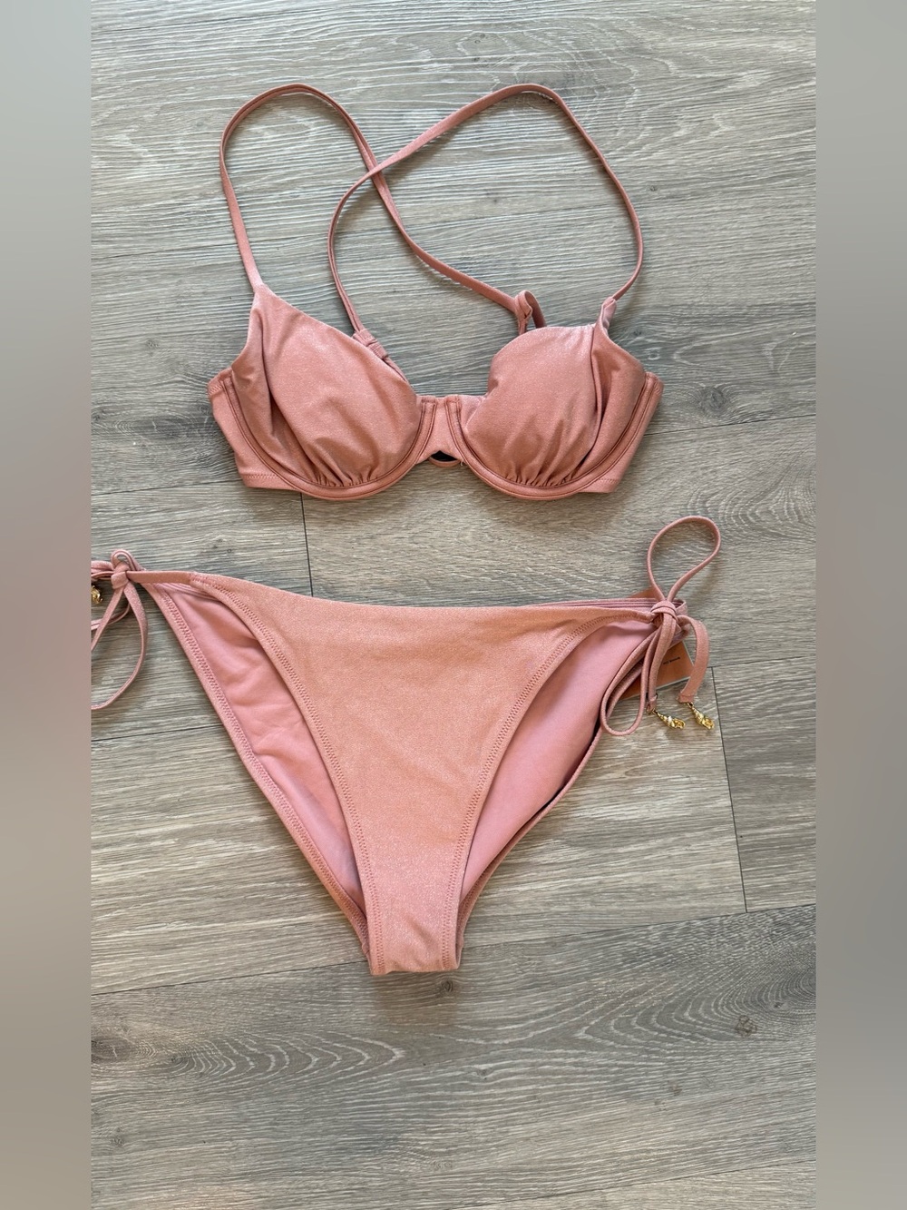 Shade & Shore Rosy Mauve Bikini Bottom with Gold Charm